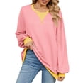 thumbnail image 4 of Siilsaa Sweatshirts for Women Womens Oversized Hoodies Sweatshirts Long Sleeve Sweaters Pullover Fall Outfits with Pocket Pink,L, 4 of 5