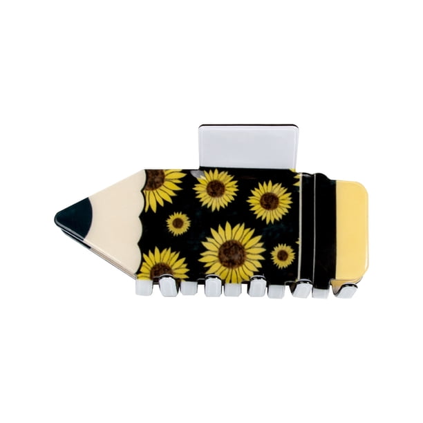 Decoraciones navideñas Fiudx Clip de PVC forma de lápiz con estampado de cara sonriente leopardo y girasol