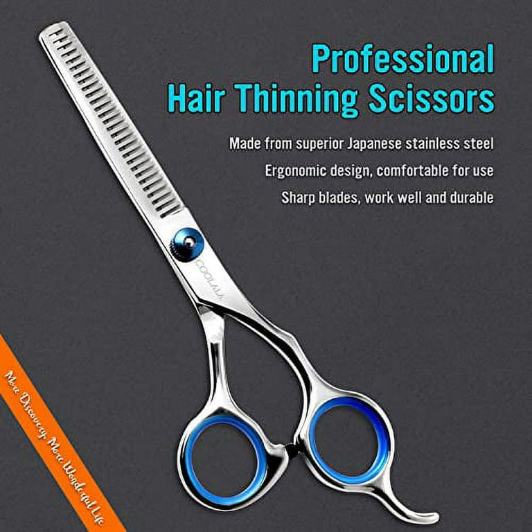 COOLALA Stainless Steel Hair Cutting Scissors Thinning Shears 6.5 Inch  Professional Salon Barber Haircut Scissors Family Use for Man Woman Adults  Kids