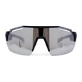 thumbnail image 1 of Mens Xloop Half Rim Oversize Shield Sharp Plastic Sunglasses Matte Black Grey Silver Mirror, 1 of 4