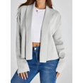thumbnail image 5 of Womens Cropped Cardigan Open Front Shawl 2025 Fall Trendy Long Sleeve Sweater Jacket Light Gray S, 5 of 9