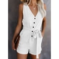 thumbnail image 1 of Womens Halter Neck Sleeveless Floral Print & Solid Rompers Jumpsuits, 1 of 3