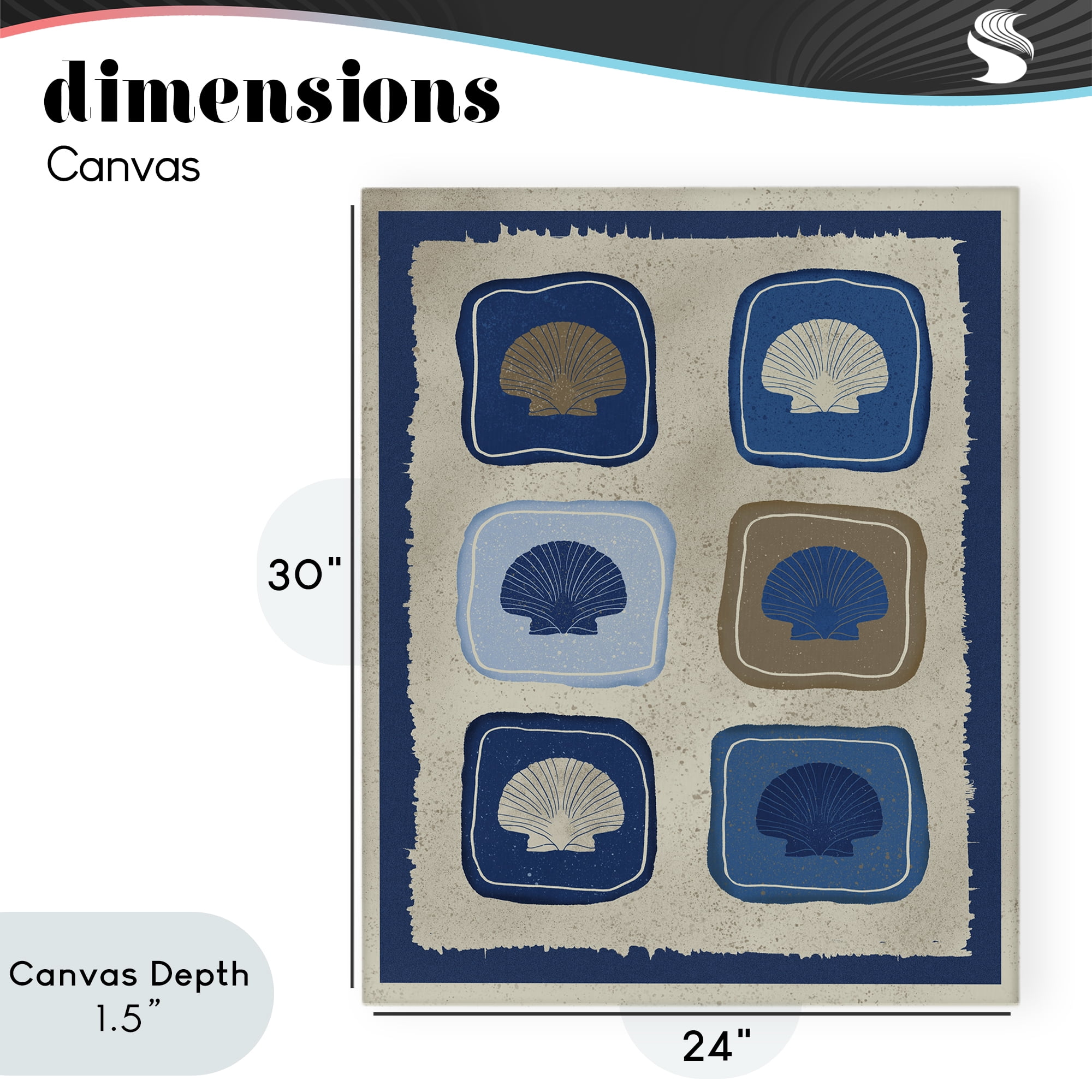 Stupell Industries Nautical Block Shells Canvas Wall Art, design by Julia Frost