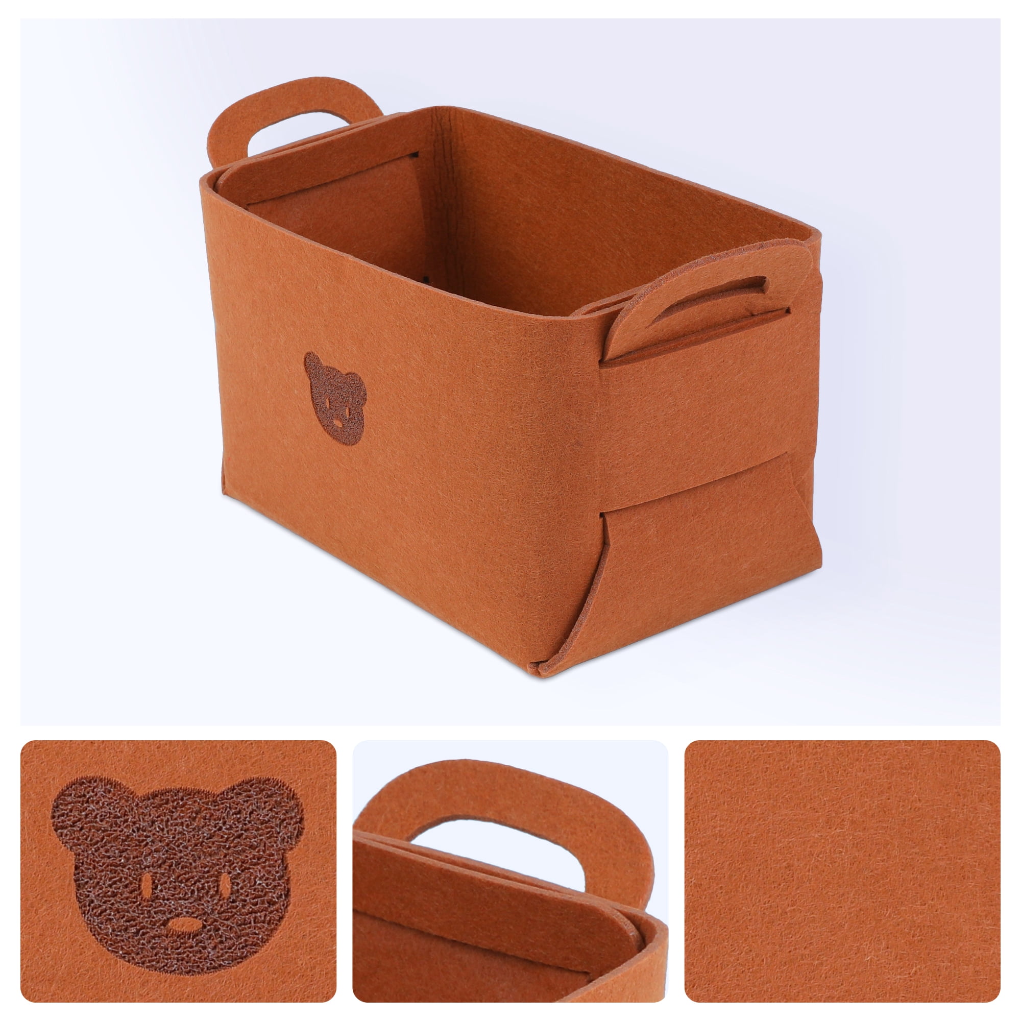 Unique Bargains Set of 3 Collapsible Storage Bins Brown 7.1*5.1*4.3in