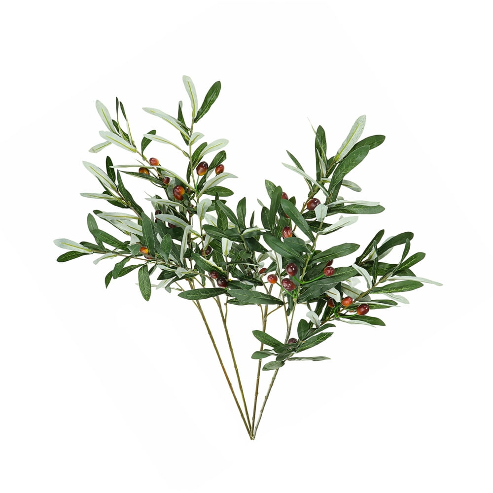 Artificial Olive Branches and Stems with Fruit 30 " for Decoration