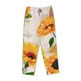 thumbnail image 4 of Disketp Sunflower Print Women'S Comfy Pajama Pants Casual Drawstring Palazzo Lounge Wide Leg Pants, 4 of 9