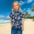 thumbnail image 7 of Tdoqot Boys Hawaiian Shirts with Pocket- Summer Casual Short Sleeve Button Down Kids Beach Shirts Vacation Clothes Navy Size 2-14, 7 of 7