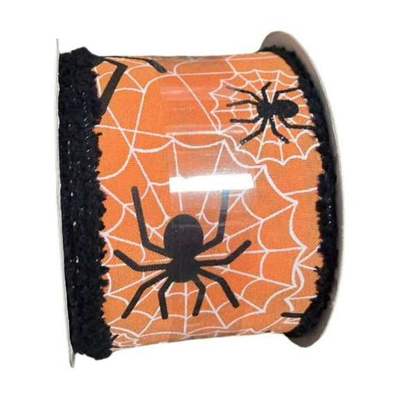 Celebrate it Halloween Spider Orange Wired Ribbon 25 ft