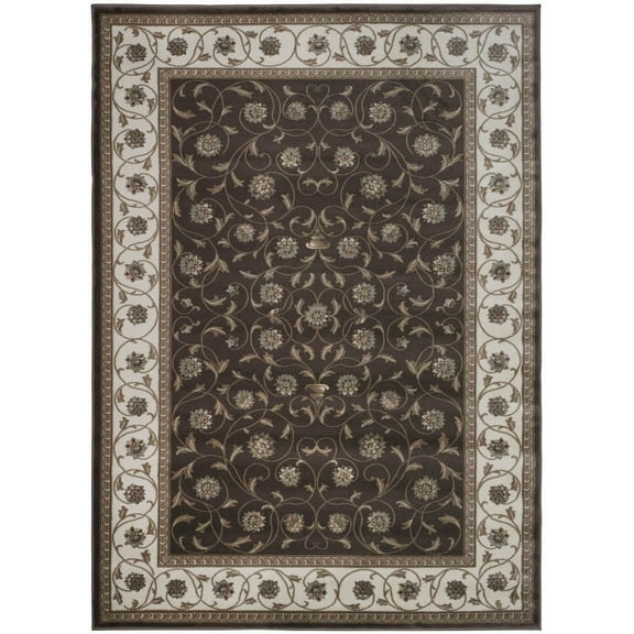 Radici Usa Pisa Area Rug 3743 Traditional Brown Petals Rings Floor Decor Abstract Carpet