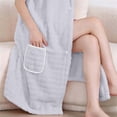thumbnail image 6 of Mifsaly Womens Wearable Shower Wrap Towel Robe Knee Length Absorbent Spa Bathrobe with Straps Button Down Sleepwear Gray,Free Size, 6 of 6