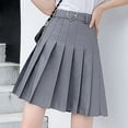 thumbnail image 5 of Elainilye Fashion Pleated Skirt Fancy High-Waist Slim Elastic Casual Pleated Frilly Skirt,Gray, 5 of 7