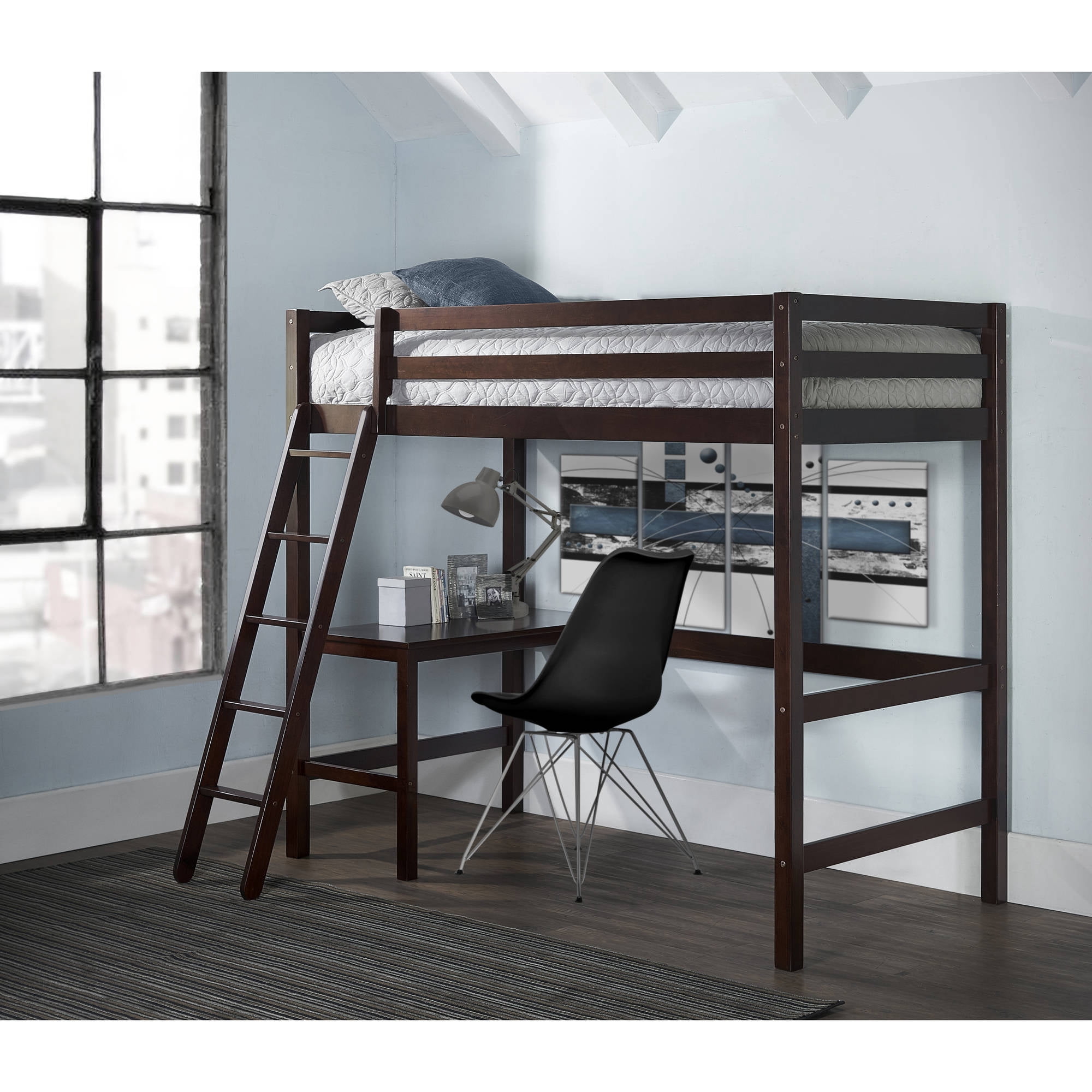 Hillsdale Caspian Study Twin Loft Bed With Desk Chocolate Walmart Com Walmart Com