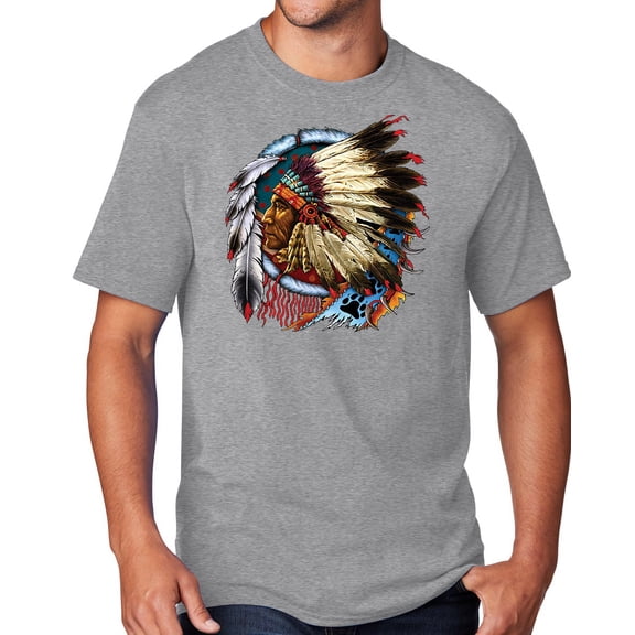 Men's Indian Chief Dreamcatcher Biker T-shirt, 2XL Athletic Heather Gray