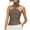 Brown, variant on Women's Spring Summer Gold Ring Detail Sleeveless High Neck Tank Top