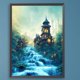 thumbnail image 3 of Kit de pintura por números, arte al óleo artesanal, cuadro de castillo forestal, decoración de pared del hogar, 30x40cm, 3 of 9