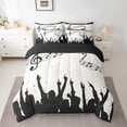 thumbnail image 2 of Homewish Music Lover 7pcs Bedding Comforter Set,Black Splatter Ink Queen Bedding Sets,Musical Notes Queen Sheet Sets For Girl Boys,Microfiber Bedroom Decor Reversible, 2 of 8