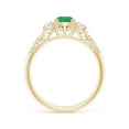 thumbnail image 2 of Angara Natural 0.45 Ct. Emerald with Diamond Vintage Inspired Ring in 14K Yellow Gold for Women (Ring Size: 11.5), 2 of 10