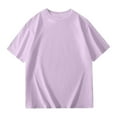 thumbnail image 5 of Girls Shirts Size 13-14 Short Sleeve Casual Round Neck Fashion Cute Print T-Shirt Soft and Comfortable Oversized Pullovers(Solid, A01-Light Purple, 13-14 Years), 5 of 6