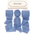 thumbnail image 1 of Socomi Dusty Blue Handmade Fringe Chiffon Silk Ribbon 1-3/4" x 7Yd 4 Rolls Frayed Ribbons for Wedding Invitations Bridal Bouquets Gift Wrapping, 1 of 3