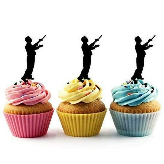Orchestra Conductor Silhouette Acrylic Cupcake Toppers 12 pcs