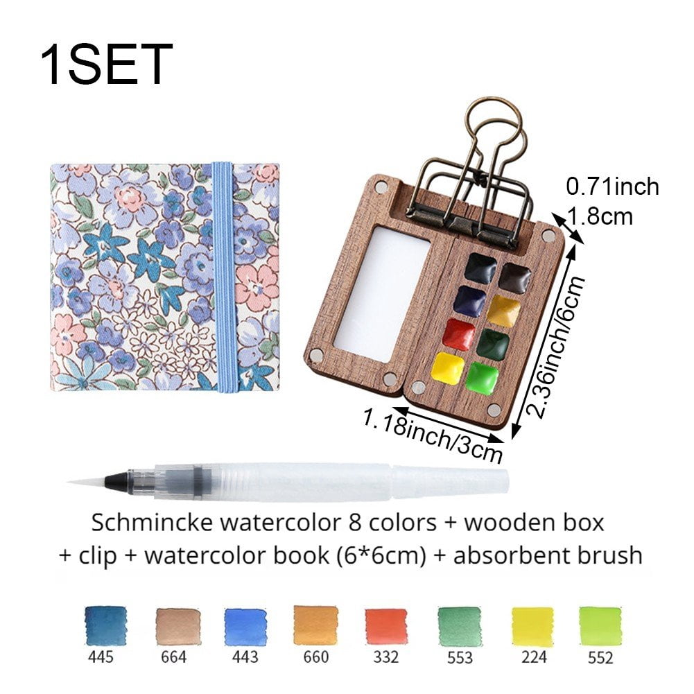 Portable Travel Watercolor Set, Mini Watercolour Paint Set Pocket Paint Sketchbook Box for Outing Art Supplies