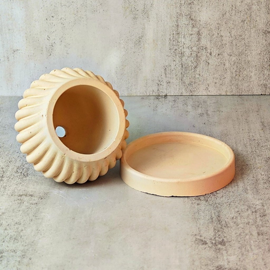 Flowerpot Mold Silicone Clay Striped Pattern Silicone for Hand-Making Concrete Resin Flower Pots