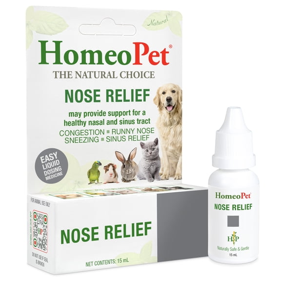 HomeoPet NOSE RELIEF, Natural Nasal and Sinus Health Support Drops for Pets, 15 mL