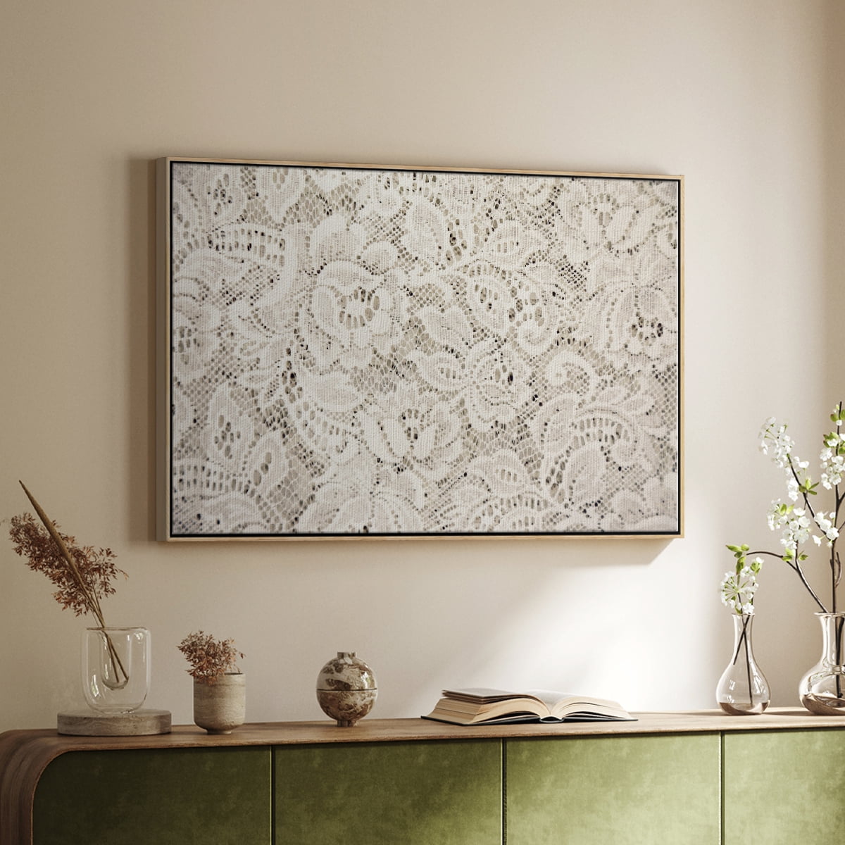Vintage Abstract Print-XX Framed in Natural Wood Wood Gallery Wrapped Canvas 27 in. x 41 in.