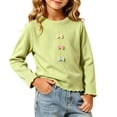 thumbnail image 3 of FAIWAD Girls Ribbed Knit Shirts Cute Long Sleeve Crew Neck Bow Tops Fall Casual Daily Clothes, 3 of 7
