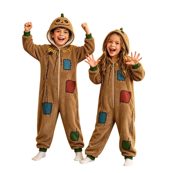 Halloween Boy's Onesie, Hooded Zipper Jumpsuit, Matching Family Elastic Loungewear for Halloween