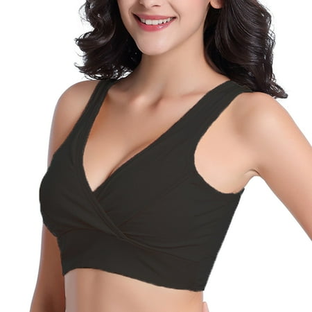 Pavied Wireless Bras Seamless Bras Bralettes for Women Womens Nursing Maternity Bra Front Wraps Breathable Wire Sleep Nursing Bra Breastfeeding Full Coverage Bras Womens Bras Black 4XL