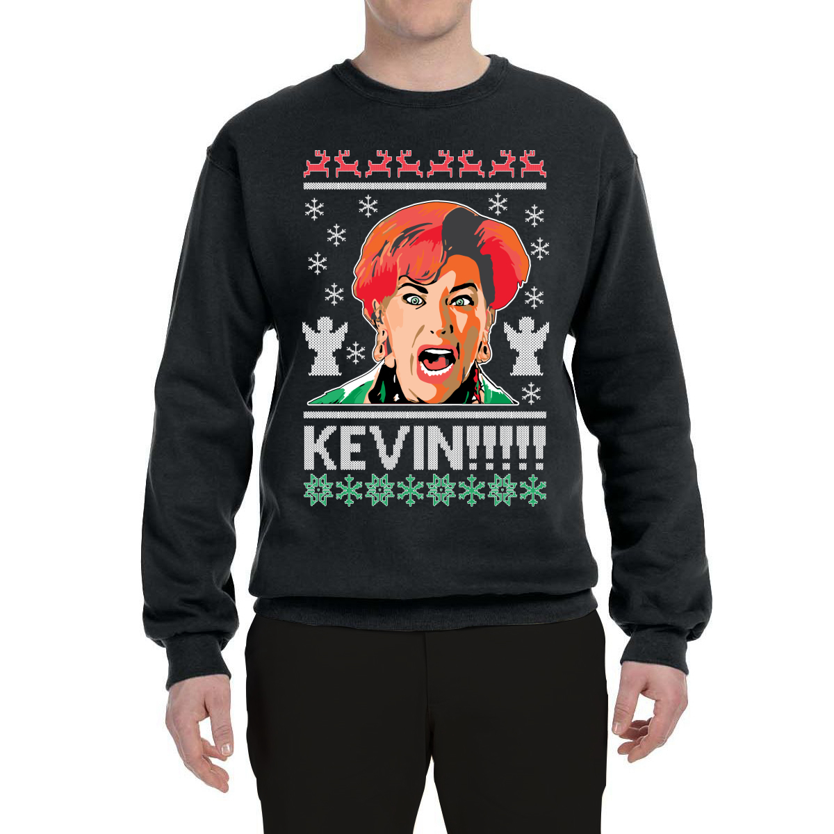 Wild Bobby, Kevin!!! Screaming SonMovie Ugly Christmas Sweater Unisex Crewneck Graphic Sweatshirt, Black, Small - image 2 of 3