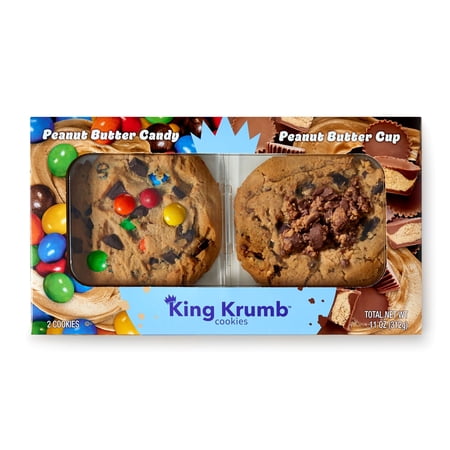 King Krumb Peanut Butter Lovers Bakery Cookies, Ready to Eat Soft Baked Gourmet Cookies, 11 oz, 2 Count