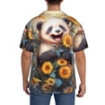 thumbnail image 3 of Sikiie Elegant Cute Panda Sunflower Men's Wrinkle Free Untucked Cuban Shirt Business Casual Button Down Shirts Short Sleeve Shirt4X-Large, 3 of 5