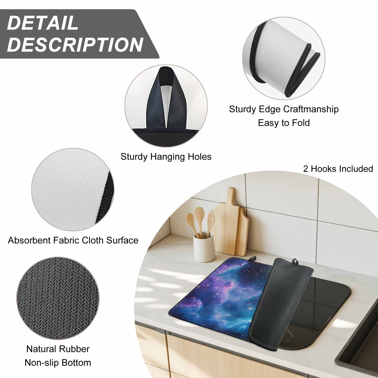 Starry Sky Stove Top Cover for Electric Stove, Heat-proof & Non Slip Glass Top Stove Cover Protector, Modern Rustic Blue Purple Ombre Star Night Kitchen Flat Cooktop Rubber Mat 24x21 Inches