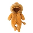 thumbnail image 2 of Baby Lion Hooded Romper Soft Plush Warm Animal Jumpsuit Halloween Dress-Up Outfit, 2 of 6