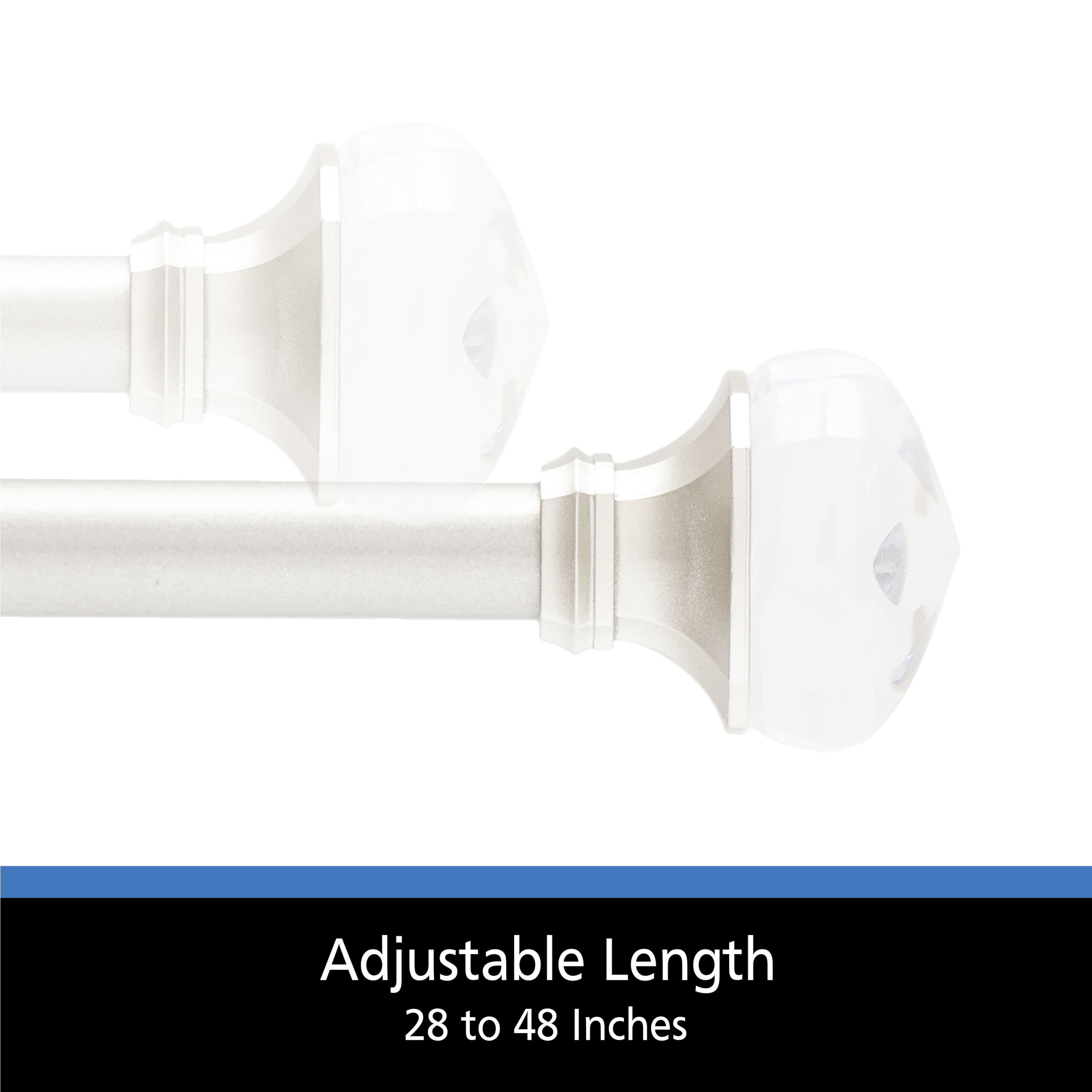 (2 pack) Mainstays 1/2" Grayson Petite Café Adjustable Curtain Rod, 28-48", Brushed Nickel