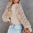 thumbnail image 6 of AXXD Basic Blouses for Women Business Casual Summer 2024 Lace Trendy Round-Neck Long Sleeve Casual T-shirt Top Solid Blouse, 6 of 9