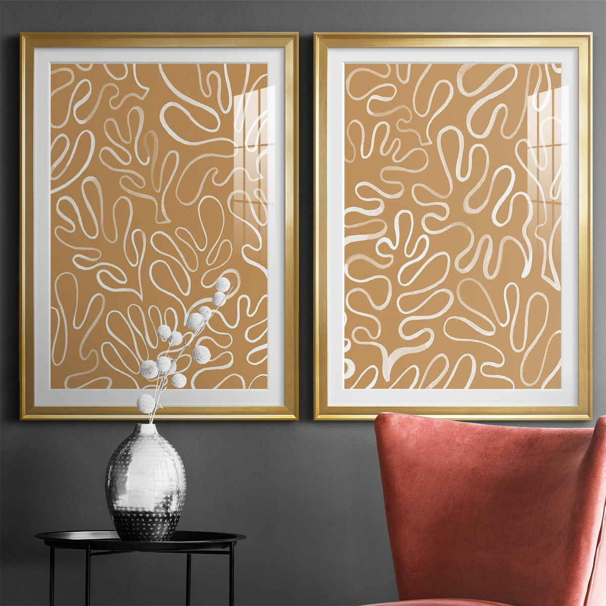 Wexford Home Matisse Pieces I Premium Framed Print, 22.5" x 30.5" - Ready to Hang, Gold (Set of 2)