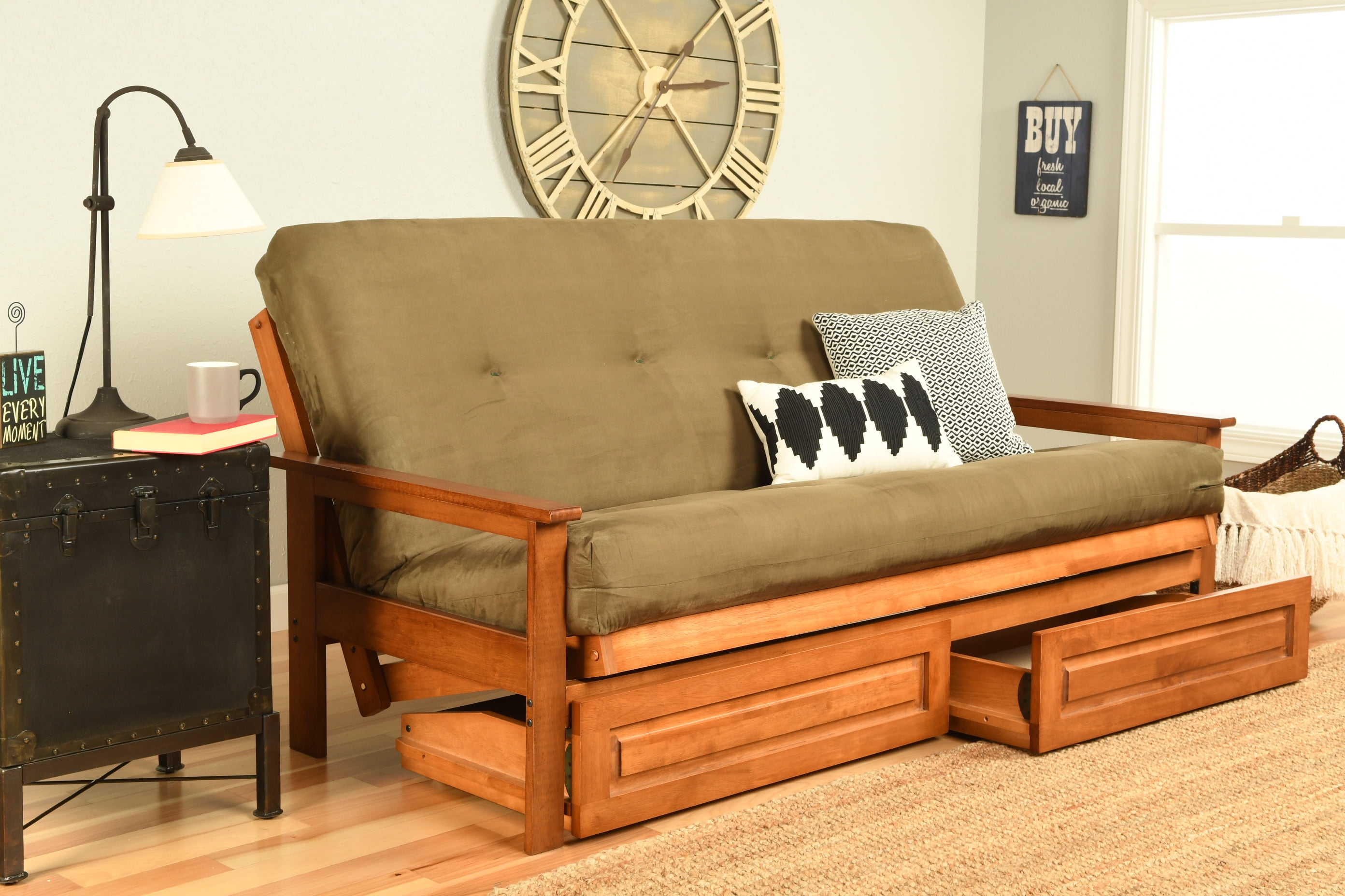 Kodiak Furniture Albany Suede Convertible Futon Sofa - Walmart.com