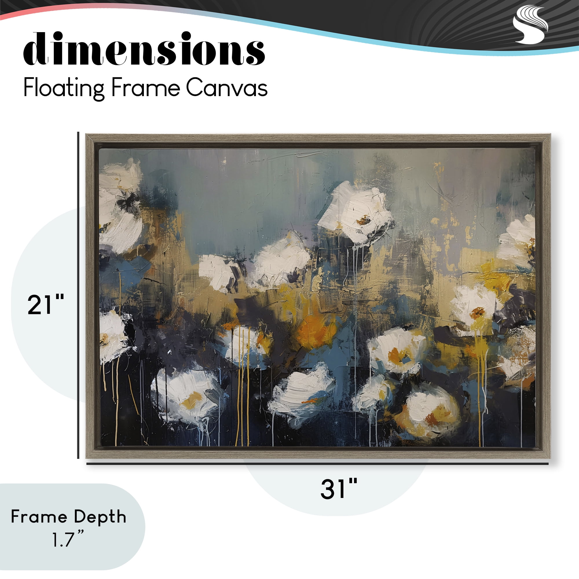 Stupell Industries Contemporary Paint Drip Blossoms Brown Framed Floater Canvas Wall Art, design by Jacky Ngan