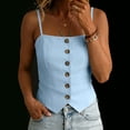 thumbnail image 4 of BUIGTTKLOP Womens Cotton Linen Cami Suit Vest Dressy Casual Button down Waistcoat Fitted Split Hem Summer Sleeveless Blazer Tops, 4 of 7