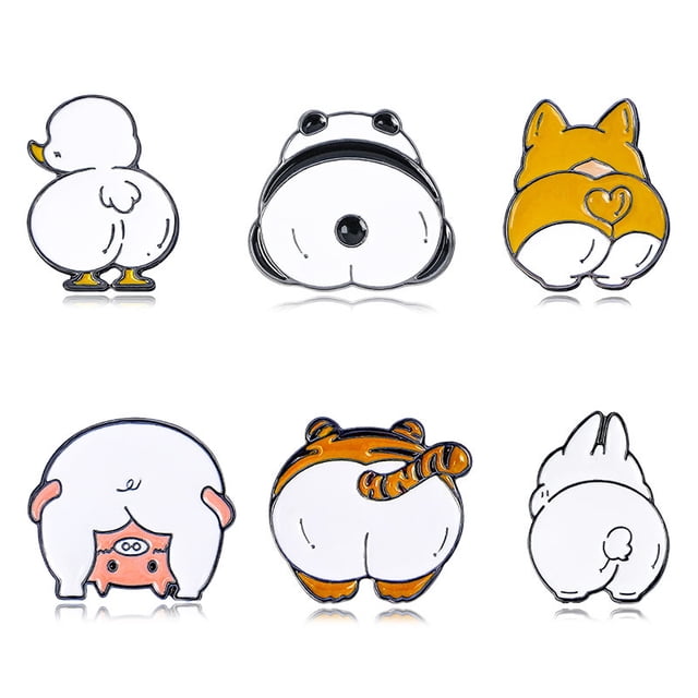 Juego de broches con divertidos dibujos animados de animales de dibujos animados, pato Corgi Panda T