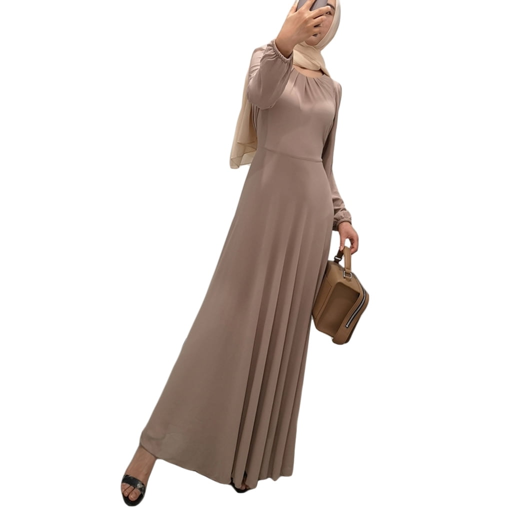 SEFUONI Muslim Maxi Dress Prayer Costume Dubai Abaya Robes Arabic