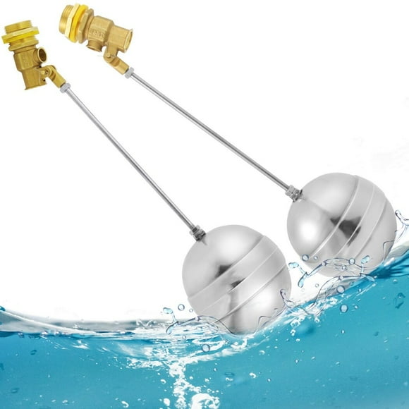Valve à Flotteur, 2 Paquets de 3/4 Pouces de Valve à Bille Flottante en Acier Inoxydable pour Réservoir d'Eau, Valve de Toilette Automatique en Laiton, Interrupteur de Valve à Bille Flottante pour Contrôle du Niveau d'Eau de la Piscine du Réservoir