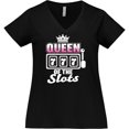 thumbnail image 3 of Inktastic Queen of the Slots Women's Plus Size V-Neck T-Shirt, 3 of 5