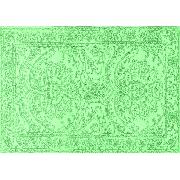 Ahgly Company Indoor Rectangle Persian Emerald Green Traditional Area Rugs, 5' x 7'
