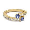 thumbnail image 2 of Bague de Mariage Unique pour Femmes 0.10 Cts Tanzanite 925 Argent Sterling Or Vermeil Tige Fendue, 2 of 3