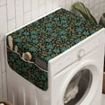 thumbnail image 1 of Floral Washing Machine Organizer, Pastel Flowers Petals Leaves in Earth Tones Foliage on Dark Backdrop, Anti-slip Fabric Top Cover for Washer and Dryer, Teal Burnt Sienna Black, by Ambesonne, 1 of 1