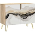 thumbnail image 3 of PixonSign Sideboard Buffet Cabinet, Kitchen Storage Cabinet with 2 Doors, Gold White Geometric Mountain, Cupboard Console Table for Dining Room - 35" L x 18" W x 29" H, 3 of 5